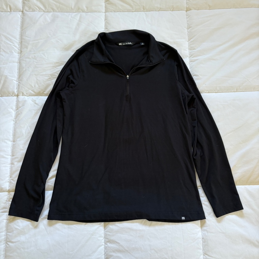 Black Travis Mathews 1/4 Zip Size Medium